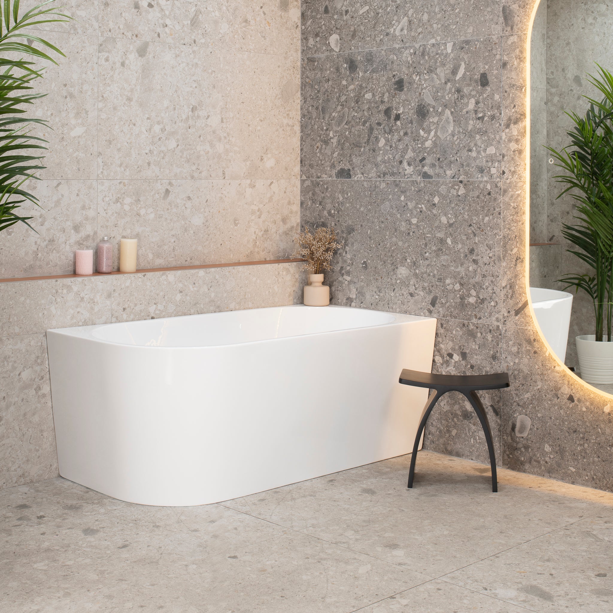 Avalon 1500mm Right Corner Freestanding Bath, Gloss White