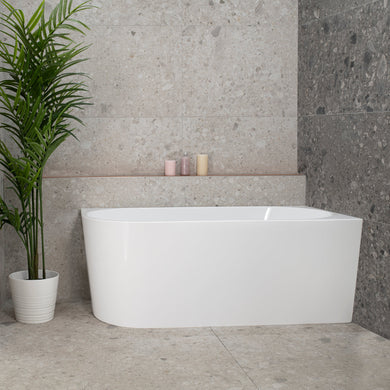**CLEARANCE STOCK Avalon 1500mm Right Corner Freestanding Bath, Gloss White