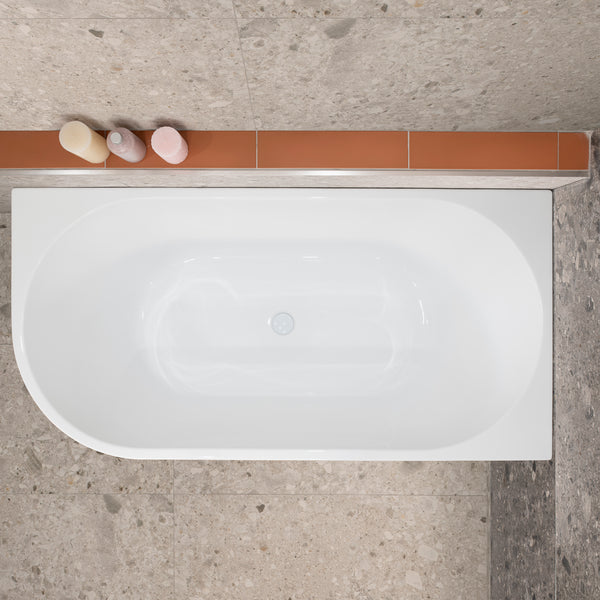 Avalon II 1500mm Right Corner Freestanding Bath, Gloss White