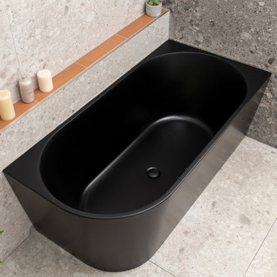 Avalon 1500mm Right Corner Freestanding Bath, Matte Black