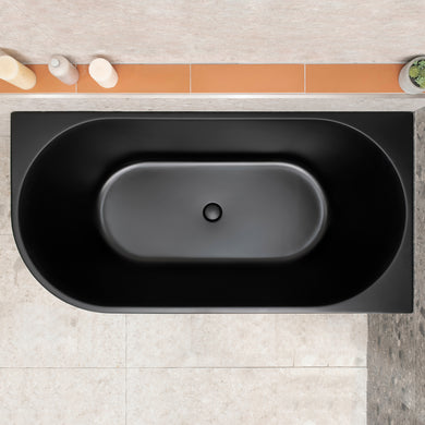 Avalon 1500mm Right Corner Freestanding Bath, Matte Black