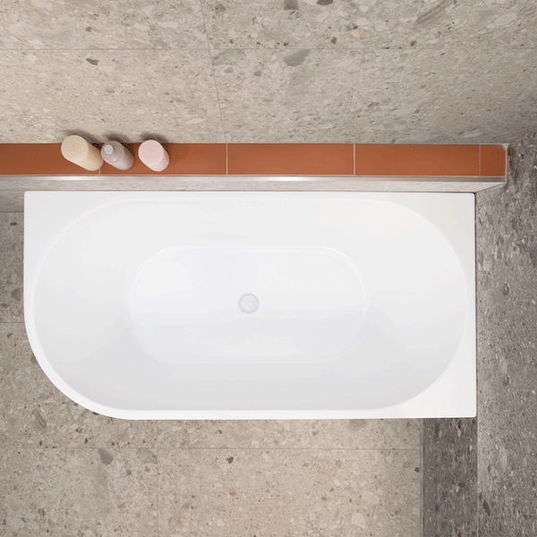 Avalon II 1500mm Right Corner Freestanding Bath, Gloss White