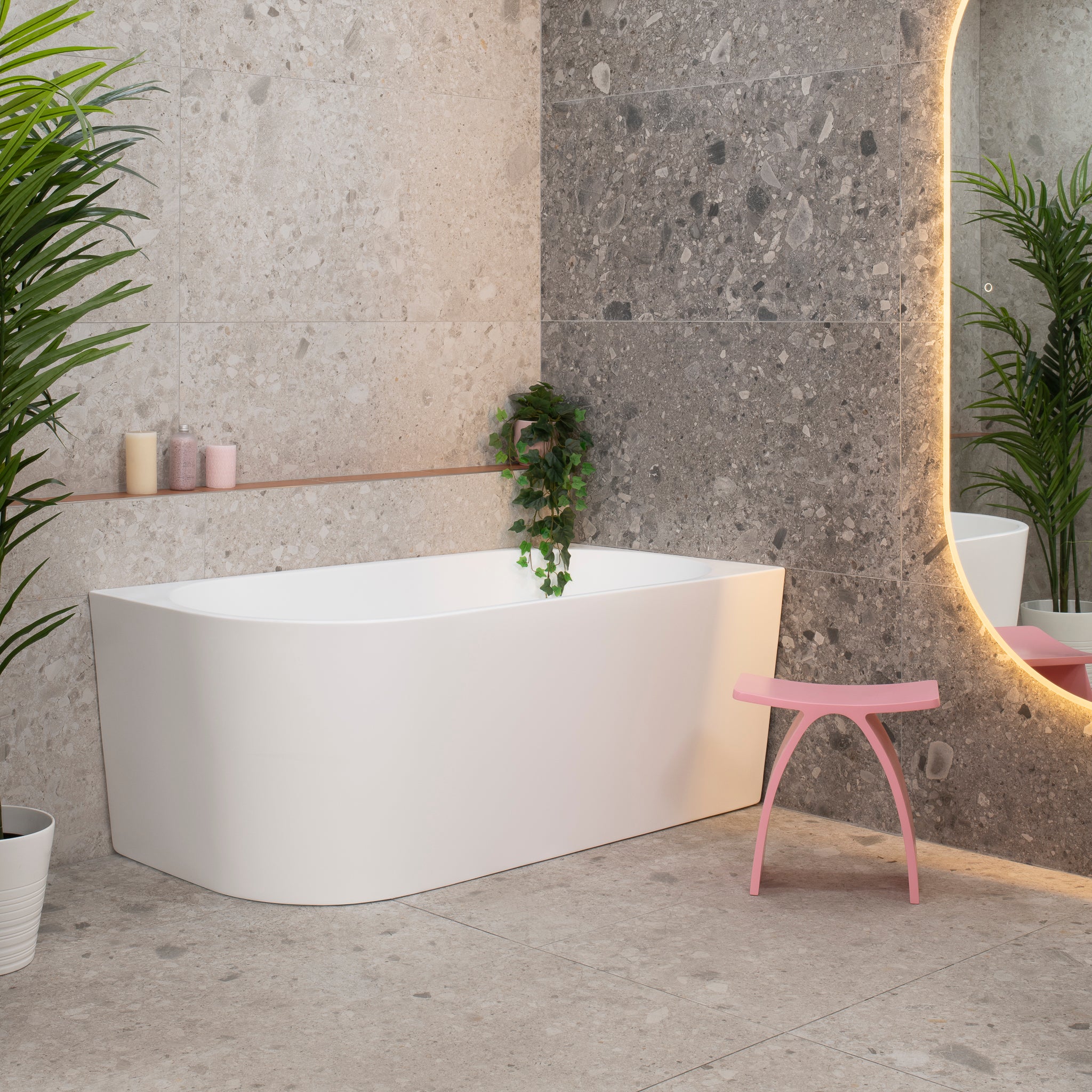 Avalon II 1500mm Right Corner Freestanding Bath, Matte White