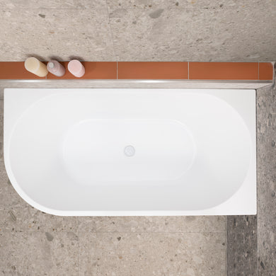 Avalon 1500mm Right Corner Freestanding Bath, Matte White