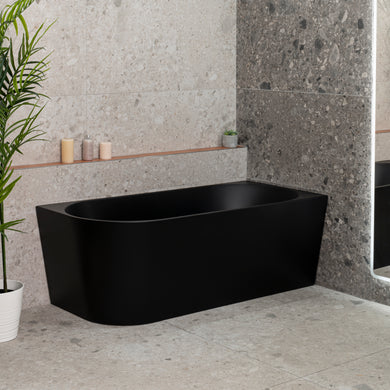 Avalon 1600mm Right Corner Freestanding Bath, Matte Black