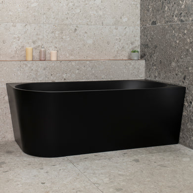 Avalon 1600mm Right Corner Freestanding Bath, Matte Black