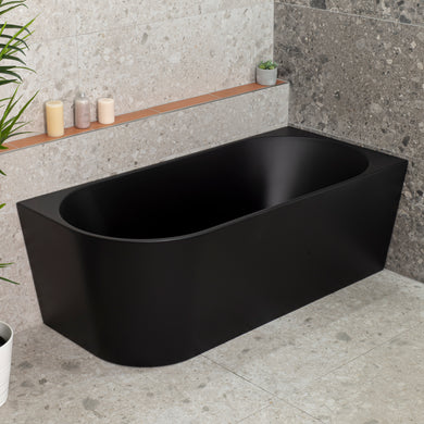 Avalon 1600mm Right Corner Freestanding Bath, Matte Black