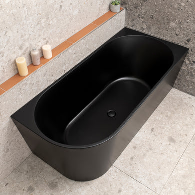 Avalon 1600mm Right Corner Freestanding Bath, Matte Black