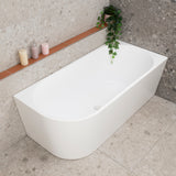 Avalon 1600mm Right Corner Freestanding Bath, Matte White