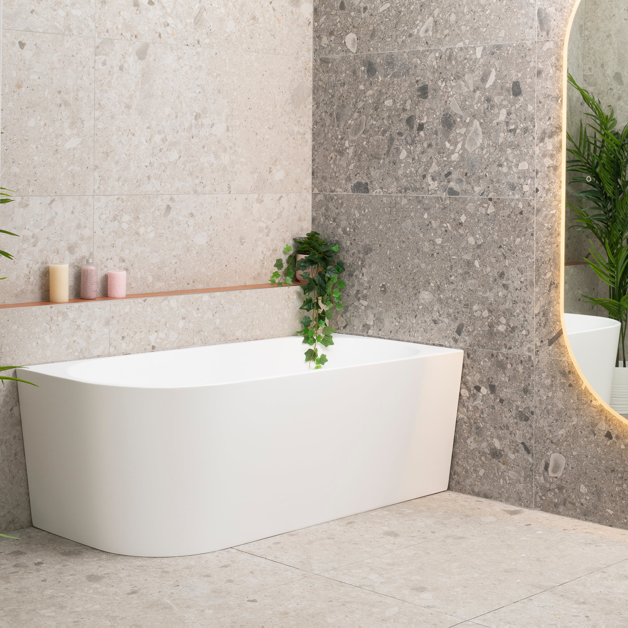 Avalon II 1600mm Right Corner Freestanding Bath, Matte White