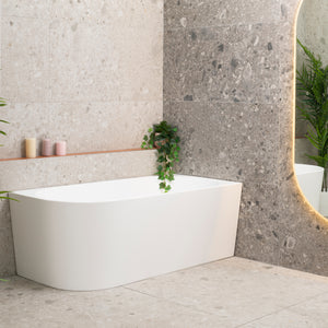 Avalon 1600mm Right Corner Freestanding Bath, Matte White