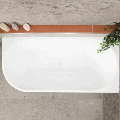 **CLEARANCE STOCK Avalon 1700mm Right Corner Freestanding Bath, Matte White
