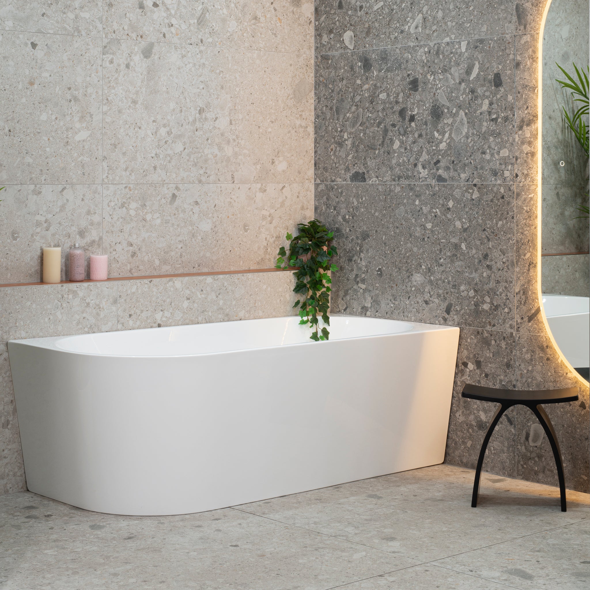 Avalon II 1700mm Right Corner Freestanding Bath, Gloss White