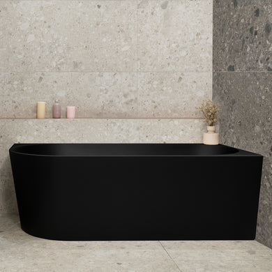 Avalon 1700mm Right Corner Freestanding Bath, Matte Black
