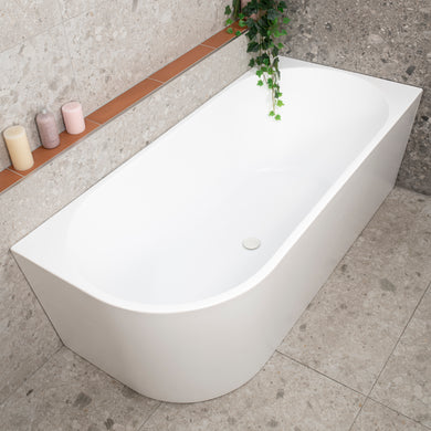 Avalon 1700mm Right Corner Freestanding Bath, Matte White