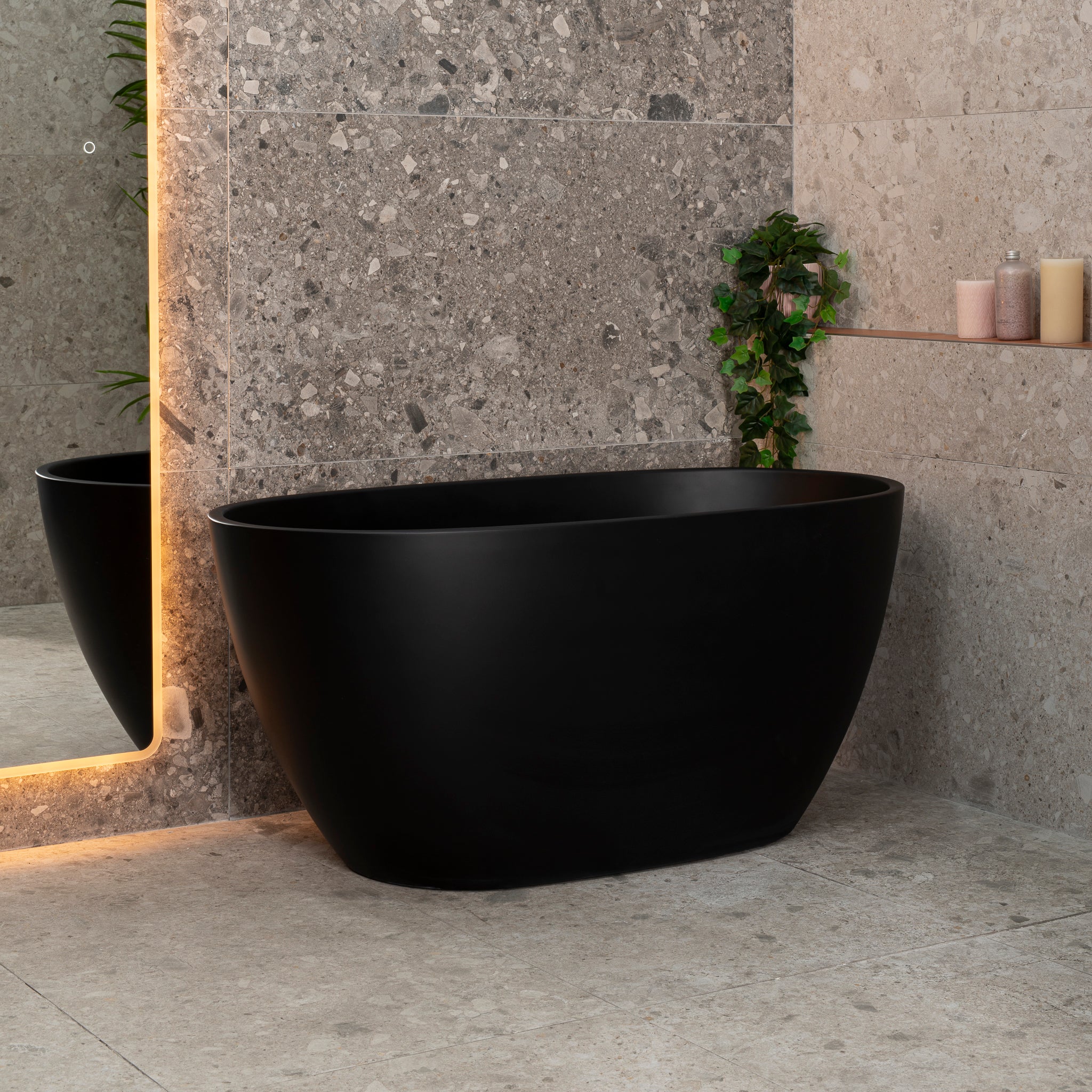 Byron Egg 1200mm Oval Freestanding Bath, Matte Black