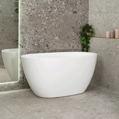 Byron Egg 1200mm Oval Freestanding Bath, Matte White
