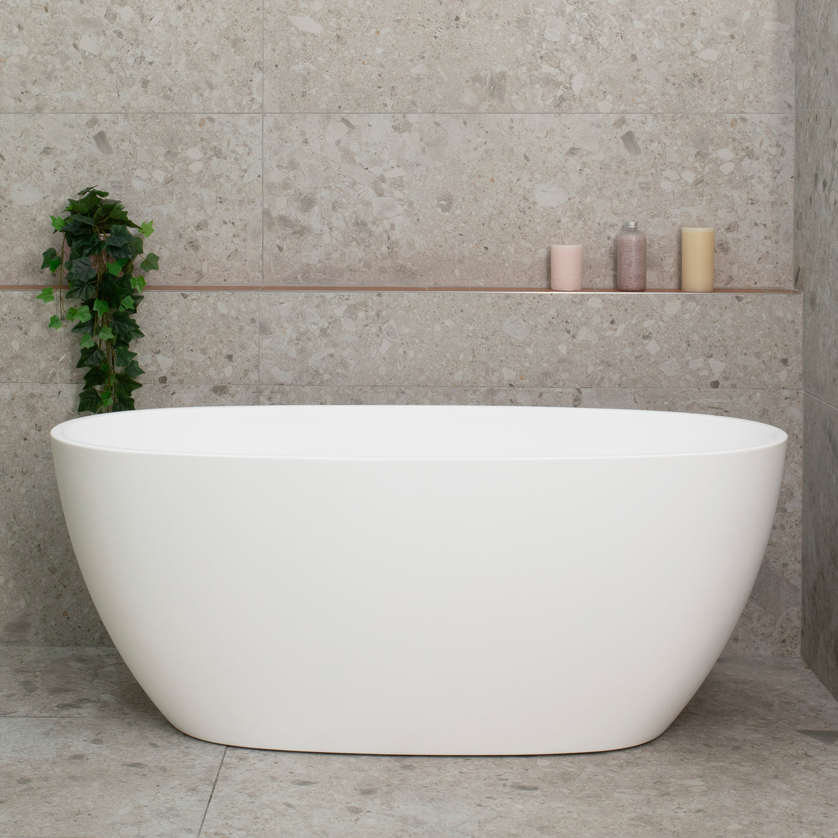 Byron Egg 1400mm Oval Freestanding Bath, Gloss White