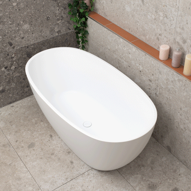 Byron Egg 1400mm Oval Freestanding Bath, Matte White