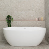 Byron Egg 1500mm Oval Freestanding Bath with Overflow, Gloss White