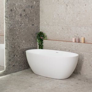 Byron Egg 1500mm Oval Freestanding Bath with Overflow, Gloss White