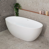 Byron Egg 1500mm Oval Freestanding Bath with Overflow, Gloss White
