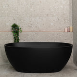 Byron Egg 1500mm Oval Freestanding Bath with Overflow, Matte Black