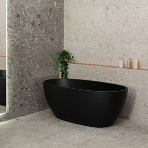 Byron Egg 1500mm Oval Freestanding Bath with Overflow, Matte Black