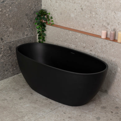 Byron Egg 1500mm Oval Freestanding Bath with Overflow, Matte Black