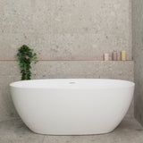 Byron Egg 1500mm Oval Freestanding Bath with Overflow, Matte White