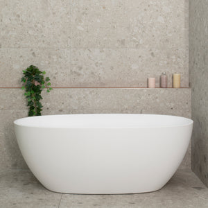 Byron Egg 1500mm Oval Freestanding Bath, Matte White