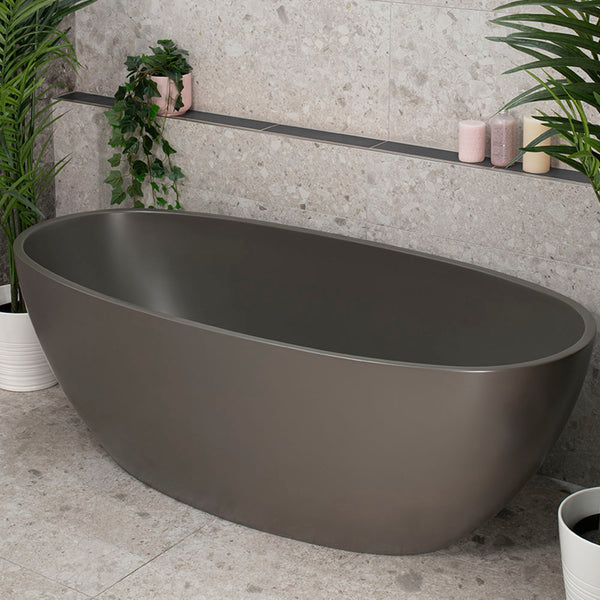 Byron Egg 1600mm Oval Freestanding Bath, Matte Charcoal Grey - SPECIAL EDITION