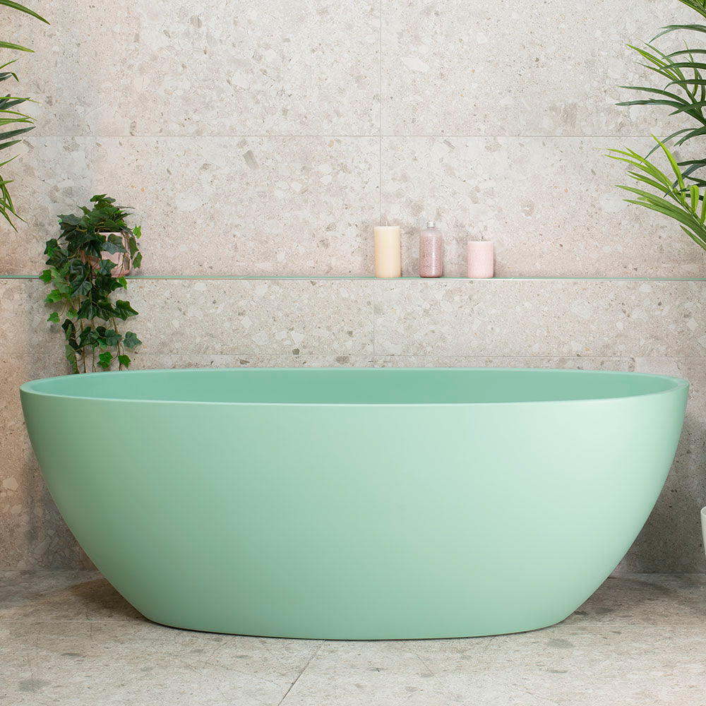 Byron Egg 1600mm Oval Freestanding Bath, Matte Mint Green - SPECIAL EDITION