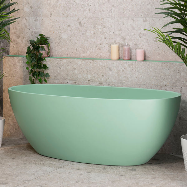 Byron Egg 1600mm Oval Freestanding Bath, Matte Mint Green - SPECIAL EDITION