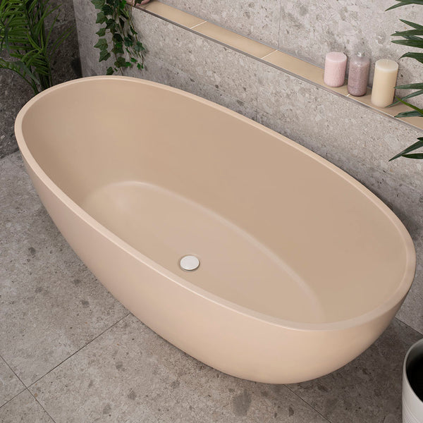 Byron Egg 1600mm Oval Freestanding Bath, Matte Vanilla Beige - SPECIAL EDITION