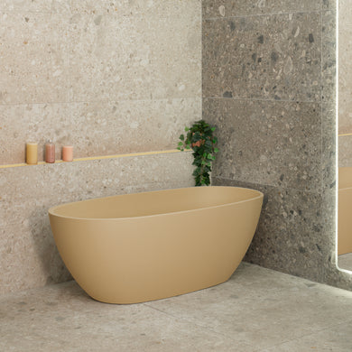 Byron Egg 1600mm Oval Freestanding Bath, Matte Vanilla Beige - SPECIAL EDITION