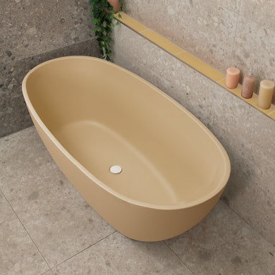 Byron Egg 1600mm Oval Freestanding Bath, Matte Vanilla Beige - SPECIAL EDITION