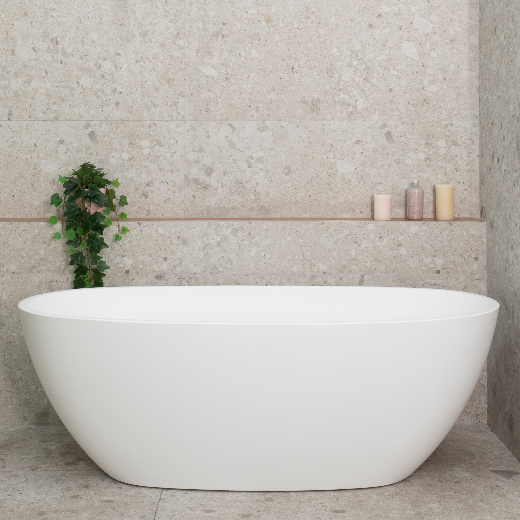 Byron Egg 1600mm Oval Freestanding Bath, Matte White