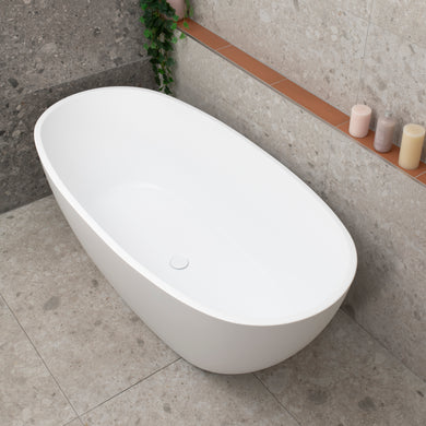 Byron Egg 1600mm Oval Freestanding Bath, Matte White