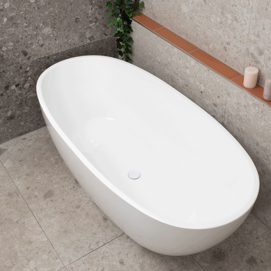Byron Egg 1800mm Oval Freestanding Bath, Gloss White