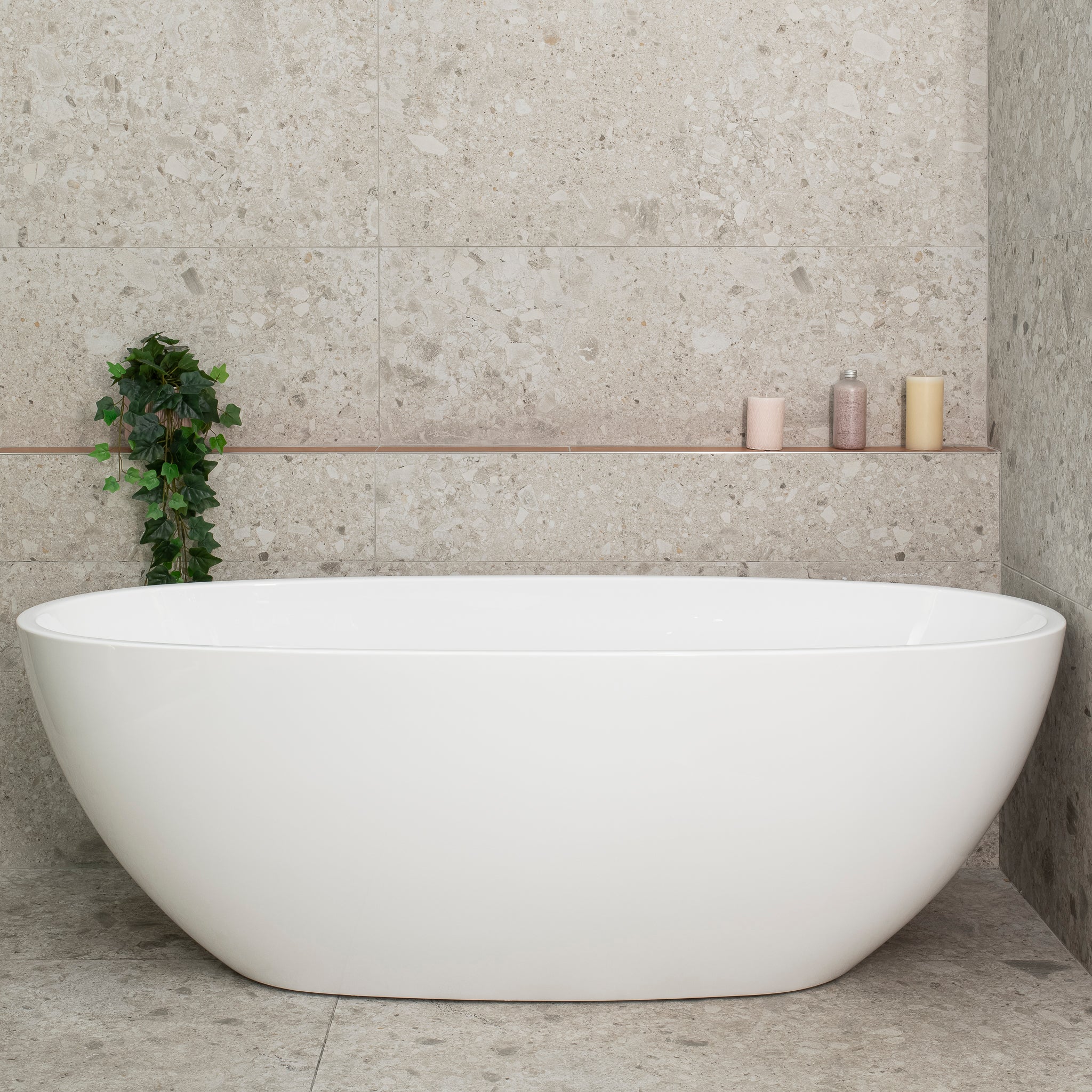 Byron Egg 1700mm Oval Freestanding Bath, Gloss White
