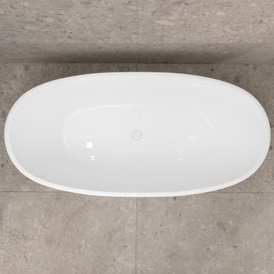 Byron Egg 1700mm Oval Freestanding Bath, Gloss White