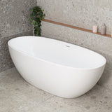 Byron Egg 1700mm Oval Freestanding Bath with Overflow, Gloss White