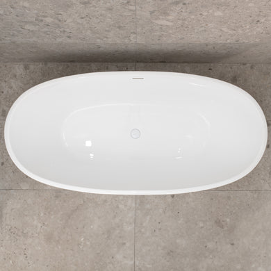 Byron Egg 1700mm Oval Freestanding Bath with Overflow, Gloss White
