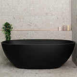 Byron Egg 1700mm Oval Freestanding Bath with Overflow, Matte Black