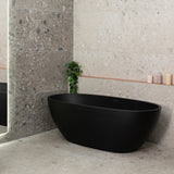 Byron Egg 1700mm Oval Freestanding Bath with Overflow, Matte Black