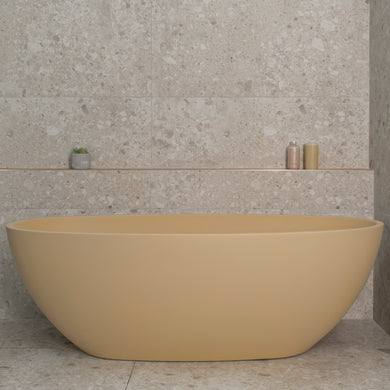 Byron Egg 1700mm Oval Freestanding Bath, Matte Vanilla Beige - SPECIAL EDITION
