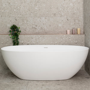 Byron Egg 1700mm Oval Freestanding Bath with Overflow, Matte White