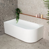 Arco 1500mm left corner bathtub in gloss white, top down view
