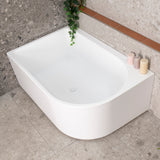 Arco Plus 1400mm left corner bathtub in gloss white, top down view
